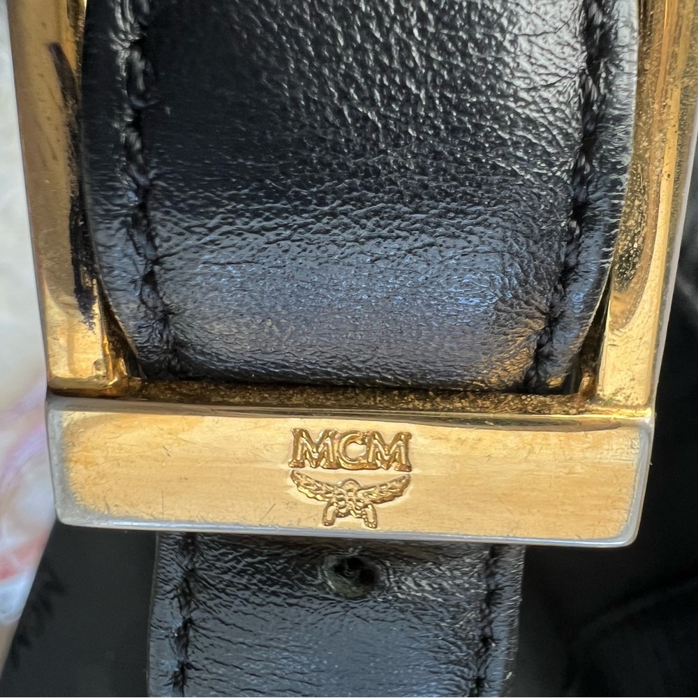 MCM Black Drawstring Shoulder/Crossbody Bucket Bag with Gold Hardware - Picture 15 of 15